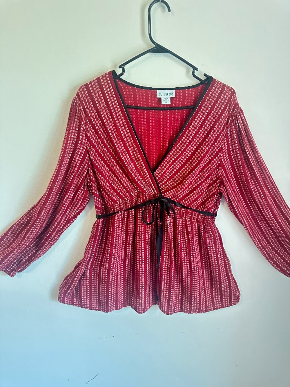 Motherhood Maternity Tunic Blouse XL Red Black Geometric V-Neck